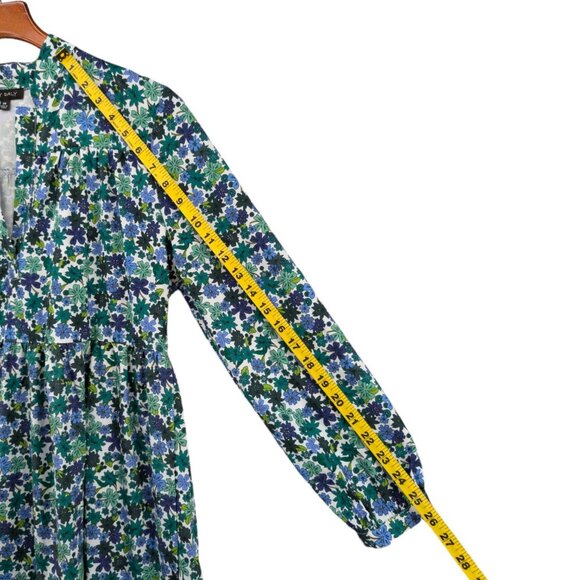 Aly Daly Floral Midi Dress Green Multicolor Long Sleeve Pleated Boho Size M - Picture 9 of 9